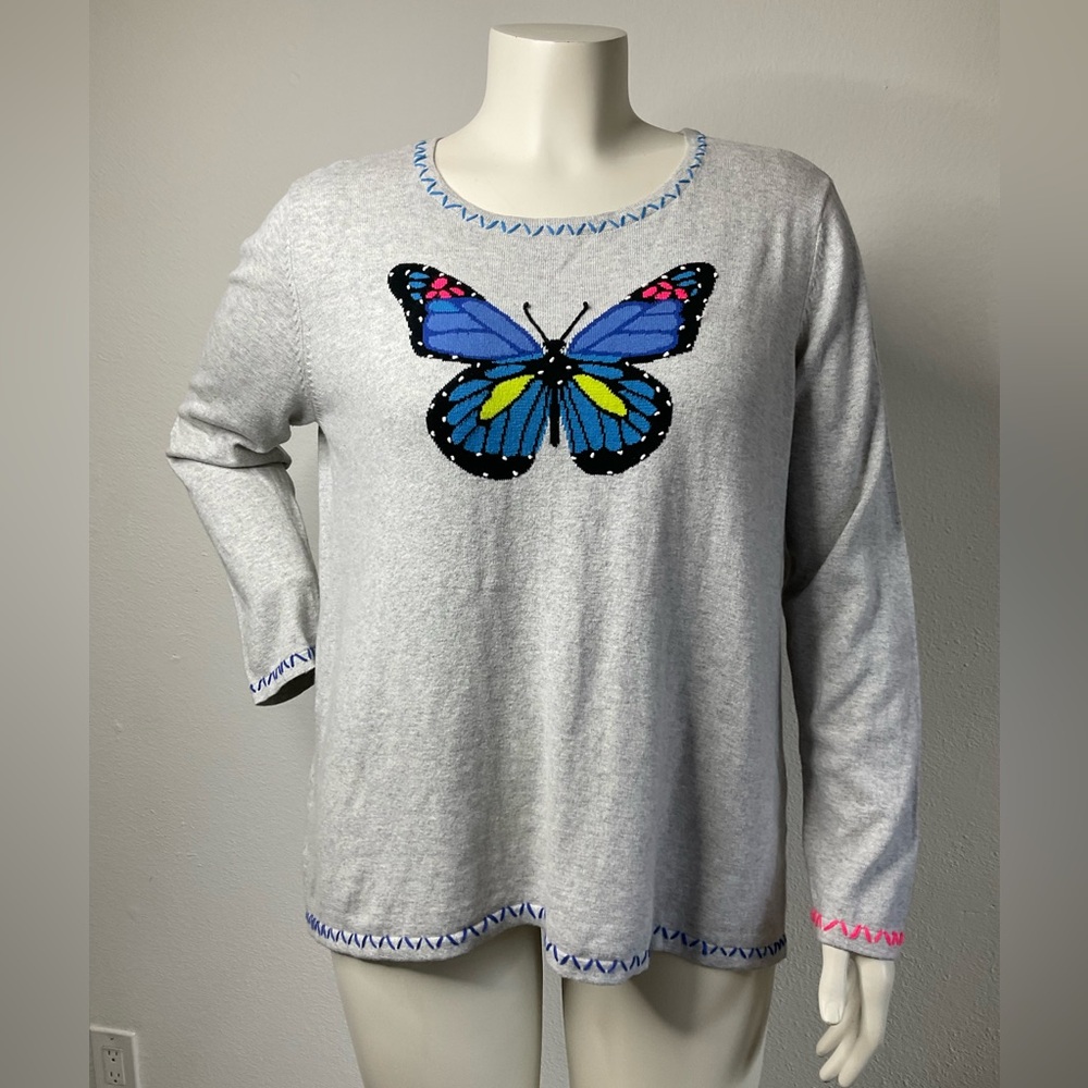 Lisa Todd Butterfly Sweater sz 1X Cotton Cashmere Blend - Picture 2 of 9